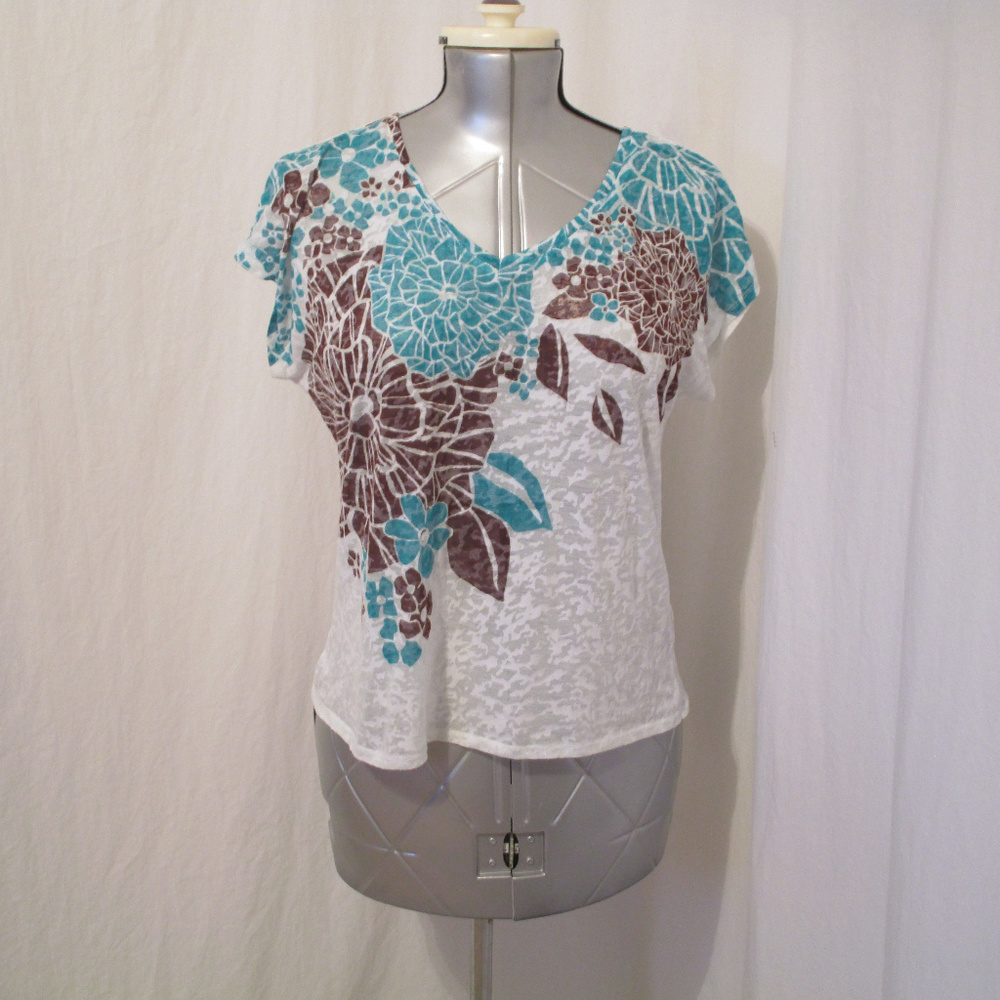 Ruby Rd Sheer Floral Top L